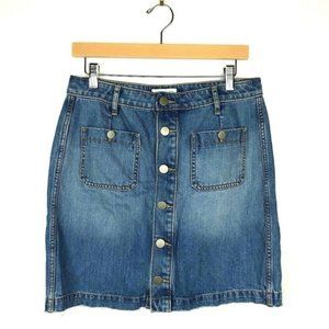 LOFT Ann Taylor Button Front Mini Denim Skirt